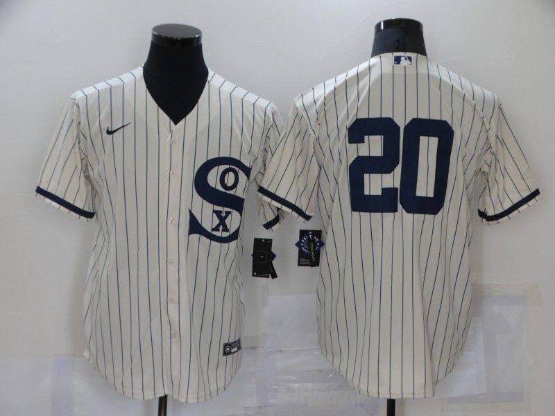 Men Chicago White Sox #20 No Name Cream stripe Dream version Game Nike 2021 MLB Jersey->chicago white sox->MLB Jersey